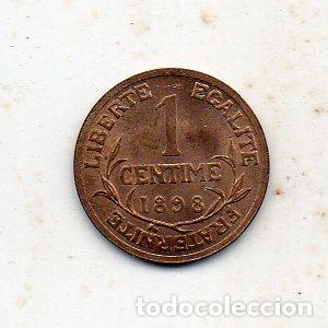 Monedas antiguas de Europa: Francia. 1 C&eacute;ntimo. A&ntilde;o 1898. Sin Circular. - Foto 2