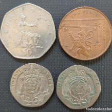 Monedas antiguas de Europa: LOTE DE 4 MONEDAS DE INGLATERRA, VARIADAS // ELIZABETH PENNY POUND LIBRA GRAN BRETAÑA PENCE ENGLAND. Lote 212091365