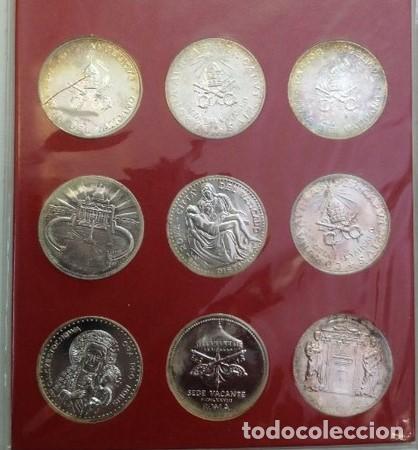 Monete antiche di Europa: CARTERA CIUDAD DEL VATICANO. 9 medallas . 145 gr. plata pura. proof. roma. los papas del siglo xx.