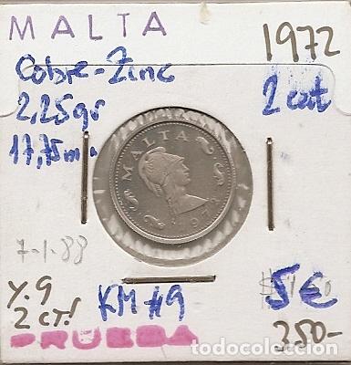Monedas antiguas de Europa: MALTA 1972. 2 CENTIMOS. PROOF - Foto 1
