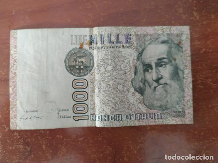 Monedas antiguas de Europa: Antiguo billete de 1000 Liras. Marco Polo. Banco de Italia.