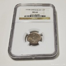 Monedas antiguas de Europa: 1/2 FRANCO DE PLATA DE SUIZA DEL AÑO 1916B GARANTIA NGC EXTRAORDINARIO ESTADO. Lote 217902170