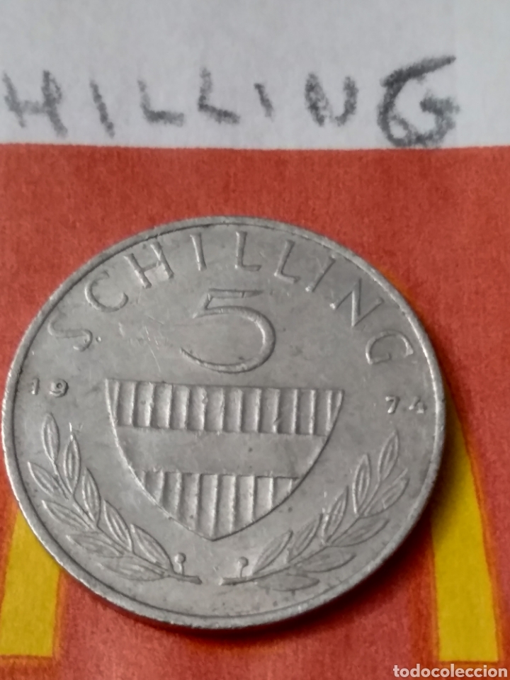 Monedas antiguas de Europa: 5 CHILLING AUSTRIA 1974 - Foto 2