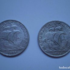 Monedas antiguas de Europa: 2 MONEDAS DE 10 ESCUDOS PORTUGAL, DE 1954 Y DE 1955 - 30MM 12,5G (AG 680) PLATA. Lote 219528802