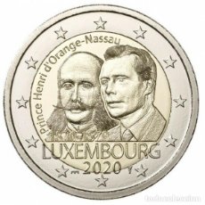 Monedas antiguas de Europa: LUXEMBURGO 2020. MONEDA DE 2 EUROS DEDICADA A BICENTENERIO DEL PRINCIPE HENRY. SIN CIRCULAR.DE ROLLO