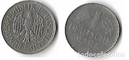 Monnaies anciennes de Europe: REPUBLICA FEDERAL ALEMANA --1 DEUTSCHE MARK. 1973. F. BUNDESREPUBLIK DEUTSCHLAND.