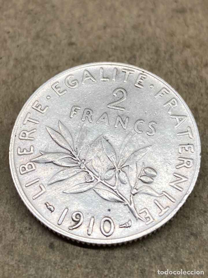 Monedas antiguas de Europa: Moneda plata 2 Francs 1910 - Foto 1