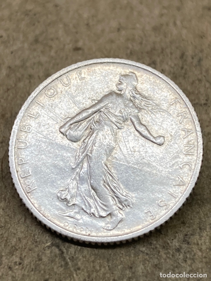 Monedas antiguas de Europa: Moneda de plata 1franc 1912 - Foto 2