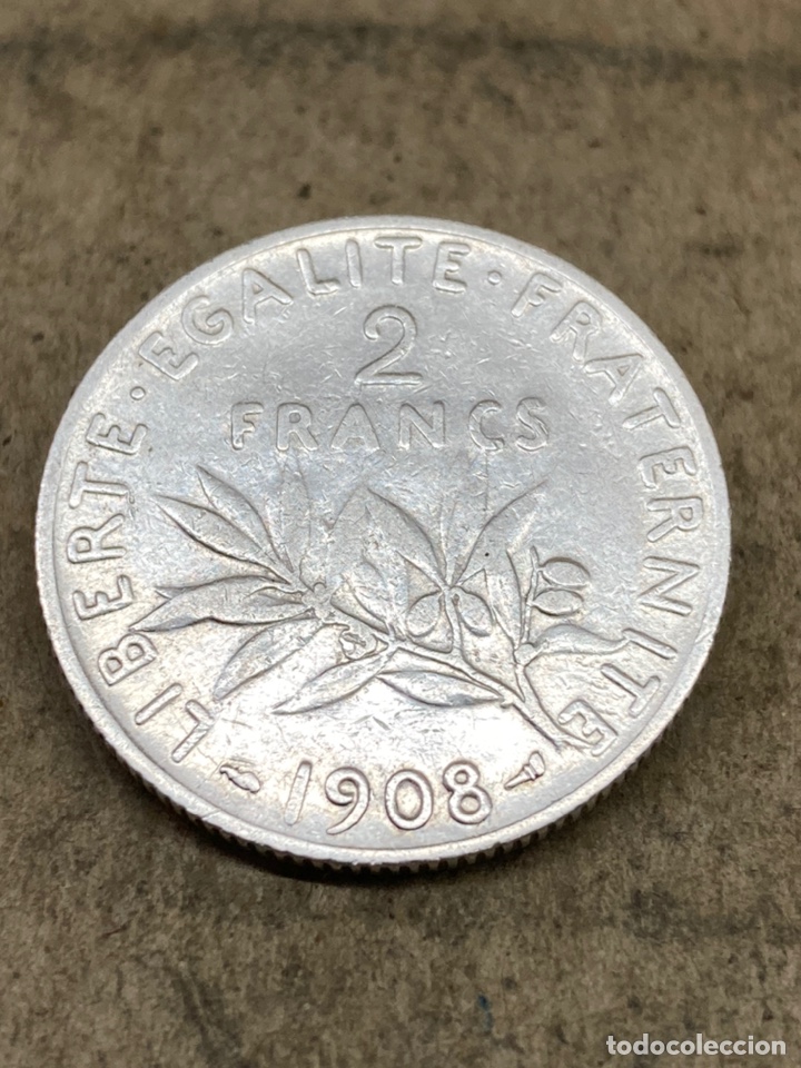 Monedas antiguas de Europa: Moneda plata 2Francs 1908 - Foto 1