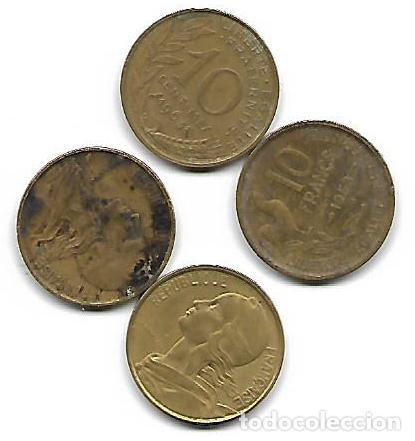 Moedas antigas da Europa: REPUBLICA FRANCESA -10CTS 1963-1967 Y 10 FRANCS 1953
