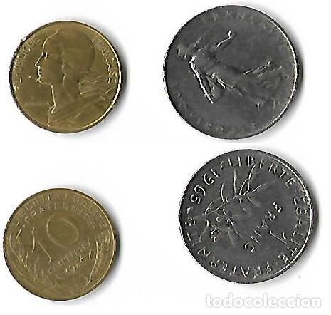 Moedas antigas da Europa: REPUBLICA FRANCESA -10CTS 1986 Y 1 FRAN&Ccedil; 1965