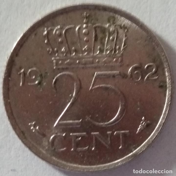 Monedas antiguas de Europa: HOLANDA 25 CENTIMOS 1962 - Foto 2
