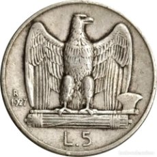 Monedas antiguas de Europa: ITALIA. 5 LIRAS DE 1927. INSCRIPCIÓN ** FERT ** EN EL CANTO. VITTORIO EMANUELE III. KM# 67. (115).. Lote 233304000