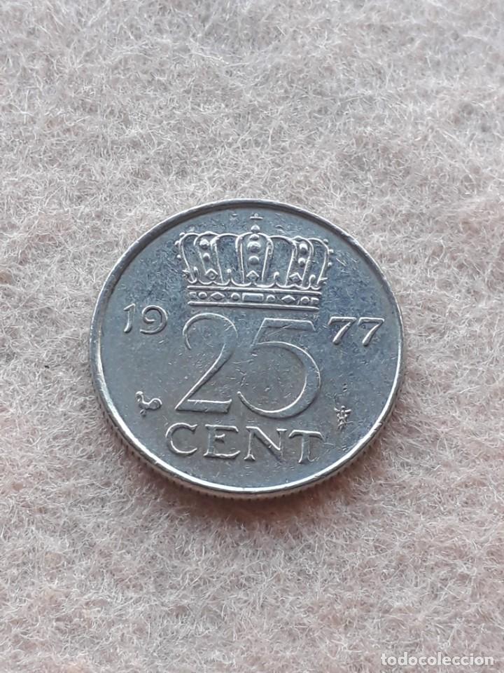 Monedas antiguas de Europa: Holanda. 25 C&eacute;ntimos. A&ntilde;o 1977 - Foto 1