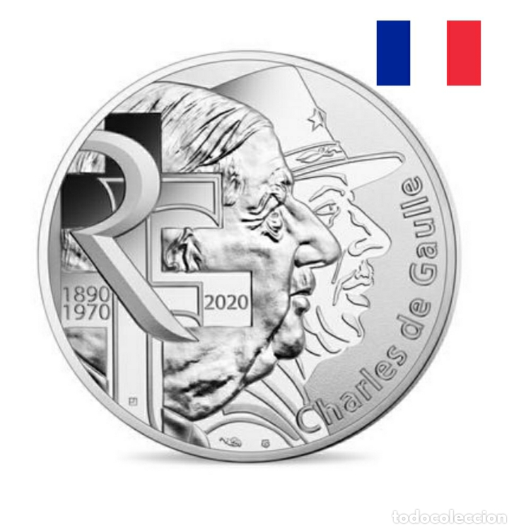 Monete antiche di Europa: 10 euros plata Charles De Gaulle.2020.Francia.Conmemorativa del militar y pol&iacute;tico.En blister.