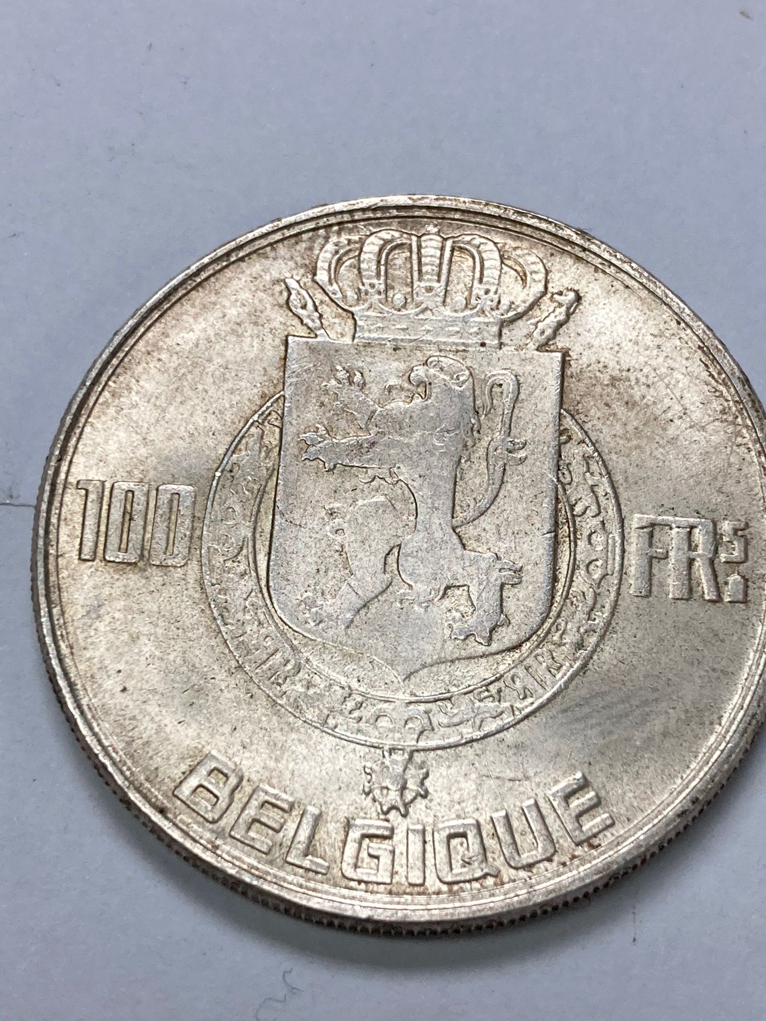 Monedas antiguas de Europa: Moneda de plata 100 Fr 1954 - Foto 2