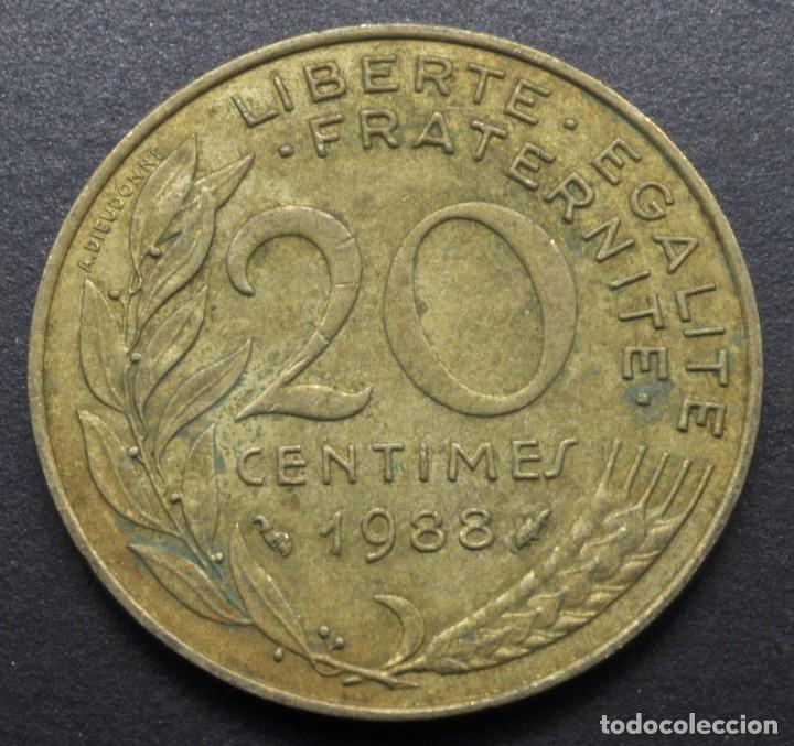 Monedas antiguas de Europa: Francia, 20 c&eacute;ntimos 1988 - Foto 2