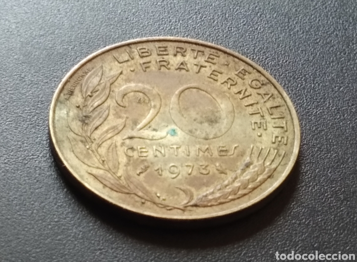 Monedas antiguas de Europa: MONEDA - FRANCIA 20 CENTIMOS 1973 - Foto 3