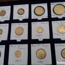 Monedas antiguas de Europa: CURIOSA COLECCION DE 12 MONEDAS CHAPADAS EN ORO DE DIFERENTES PAISES Y EN UN ESTUCHE DE MADERA. Lote 251137975