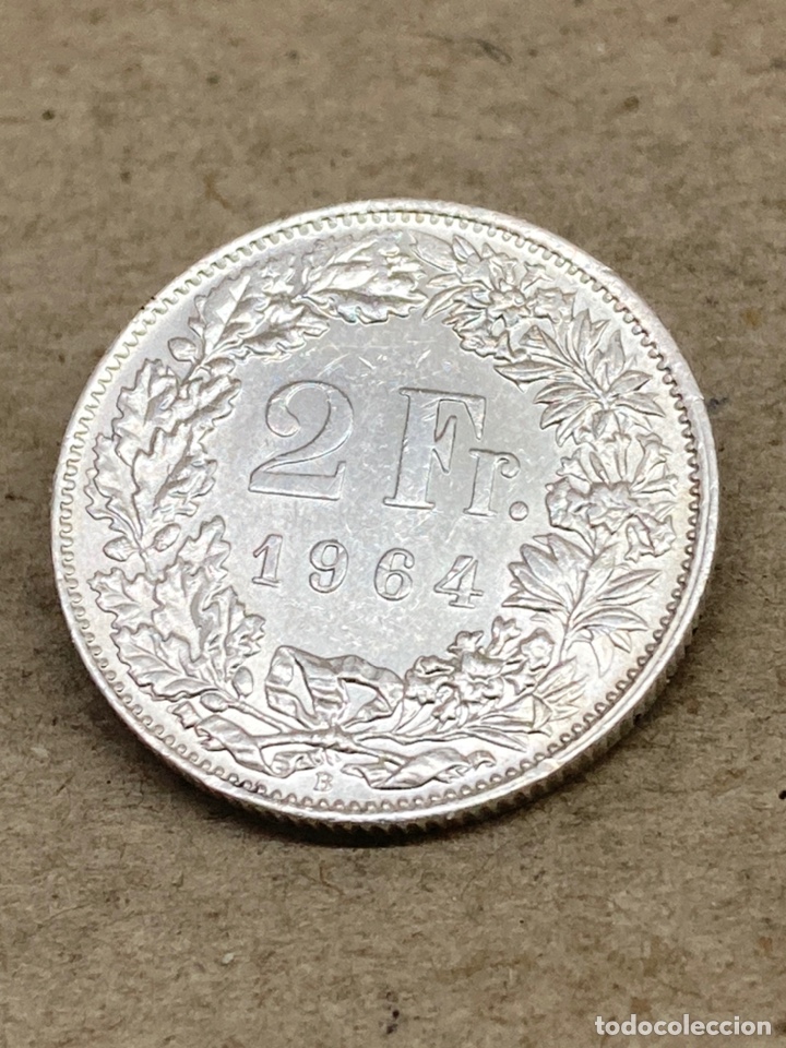 Monedas antiguas de Europa: Moneda de plata 2Fr 1964 - Foto 2