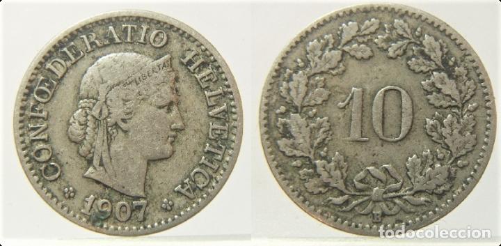 Monedas antiguas de Europa: MONEDA DE SUIZA 10 RAPPEN 1907 - Foto 1