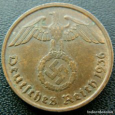Monedas antiguas de Europa: 2 REICHSPFENNIG 1936 D-ORIGINAL RARA MONEDA ALEMANA DE LA SEGUNDA GUERRA MUNDIAL CON LA ESVÁSTICA -. Lote 257895980