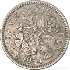 Monedas antiguas de Europa: REINO UNIDO. 6 PENIQUES (SIX PENCE) 1954 (ISABEL II). KM# 903. (062).. Lote 258156535