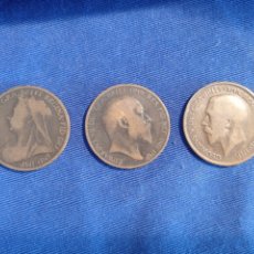 Monedas antiguas de Europa: LOTE 3 MONEDAS UN PENIQUE. Lote 265924053