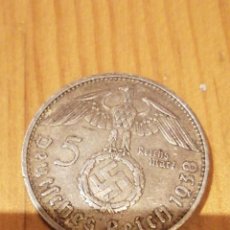 Monedas antiguas de Europa: 5 MARCOS DE PLATA DE TERCER REICH ALEMANIA NAZI HITLER 1938. Lote 266586548