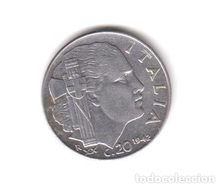 Moedas antigas da Europa: moneda italia 20 centesimi ano 1942