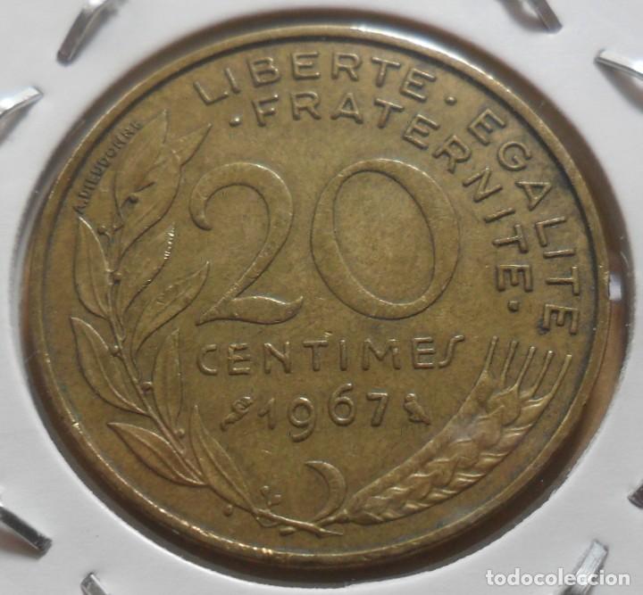 Monedas antiguas de Europa: FRANCIA - 20 CENTIMOS - 1967 - Foto 2