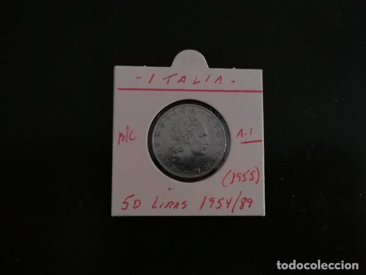 Moedas antigas da Europa: ITALIA 50 LIRAS 1955 BC KM=95.1 (ACERO)