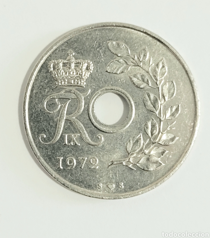 Monedas antiguas de Europa: 25 ore Dinamarca 1972 - Foto 2