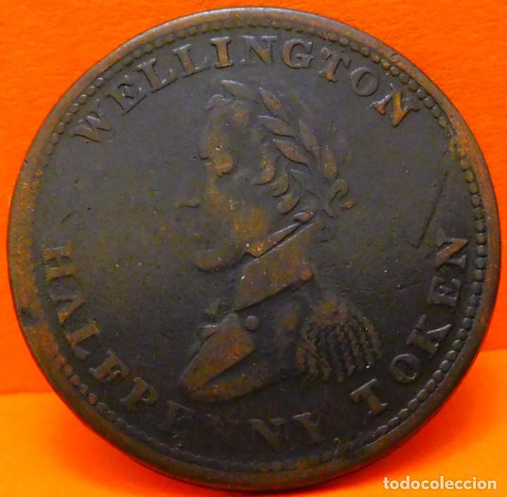 Old Coins of Europe: WELLINGTON, 1/2 PENNY TOKEN, 1814. (1385)