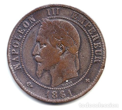 Monedas antiguas de Europa: francia 10 centimes 1861 b b 2do imperio km 7981 Ed. 186 - Foto 1