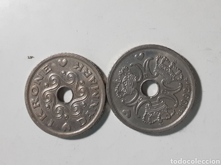 Monedas antiguas de Europa: Moneda 1 kroner Dinamarca 1992 - Foto 1