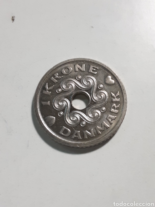 Monedas antiguas de Europa: Moneda 1 kroner Dinamarca 1995 - Foto 2