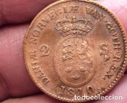 Monedas antiguas de Europa: moneda dinamarca 2 skilling 1810 ref libro chile - Foto 1