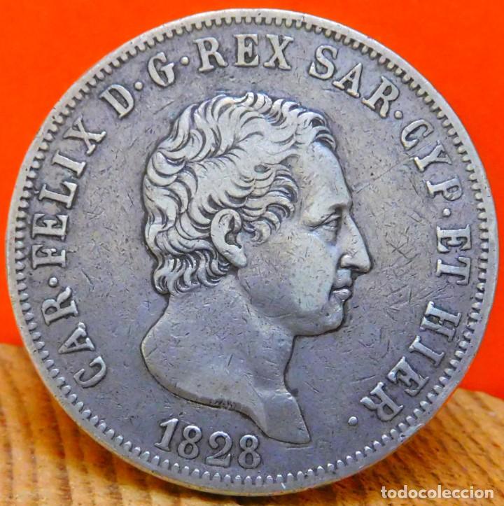 Monete antiche di Europa: SARDINIA, 5 LIRAS, 1828. PLATA. MBC. (1468)