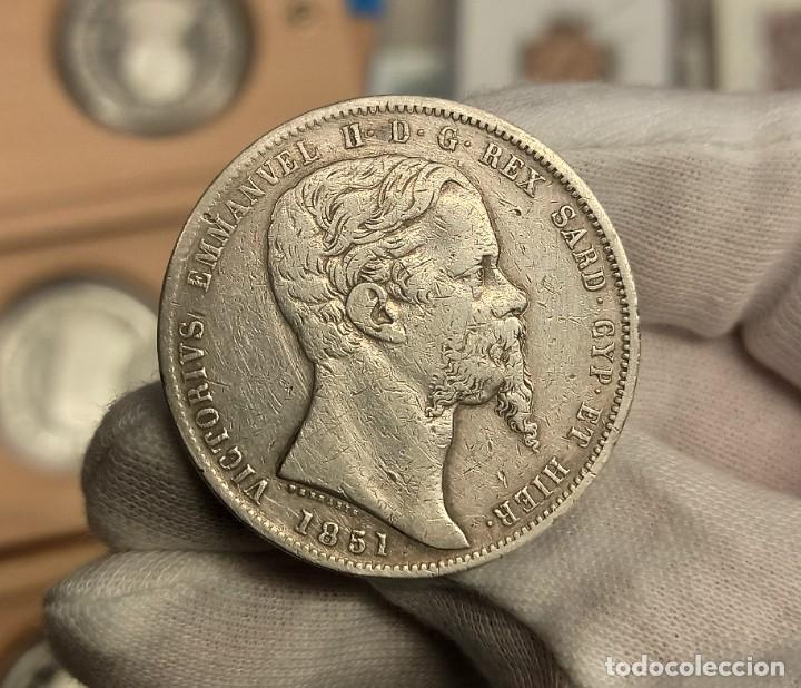 Old Coins of Europe: Italia Italy Vittorio Emmanuel II - 5 Lire 1851 P Km 144.2 Plata