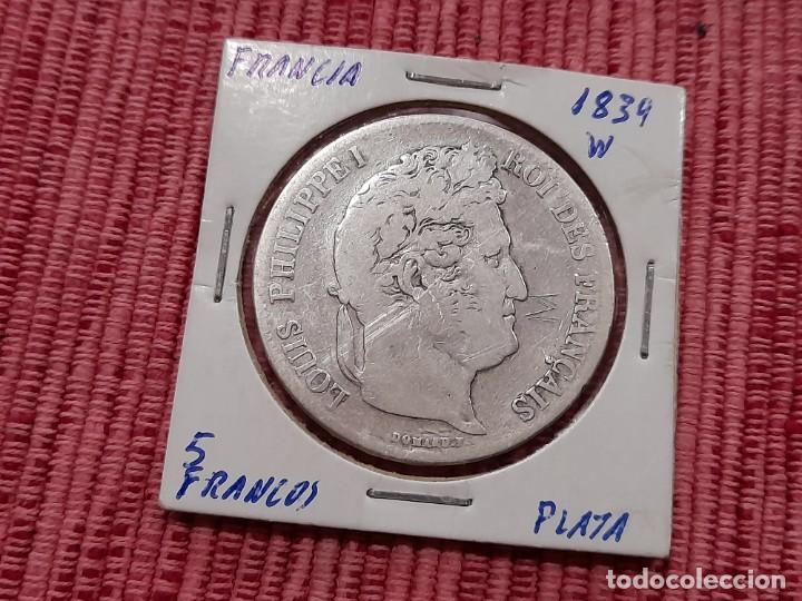 FRANCIA, LOUIS PHILIPPE I, 5 FRANCS 1839 W, PLATA (Numismática - Extranjeras - Europa)