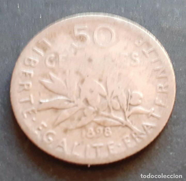 Monedas antiguas de Europa: FRANCIA 50 CENTIMOS 1898 PLATA - Foto 2