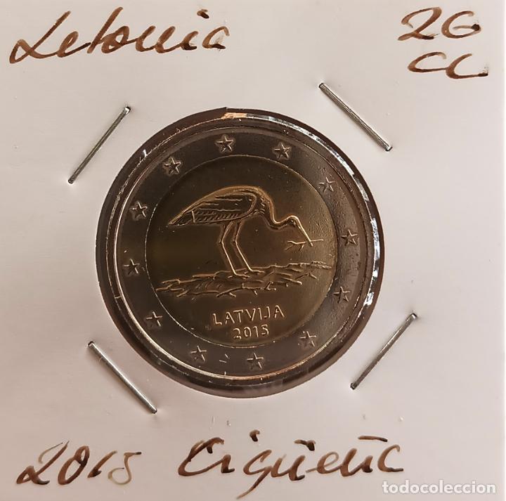 Monedas antiguas de Europa: Moneda de 2&euro; cc, Letonia 2015, cig&uuml;e&ntilde;a negra, SC