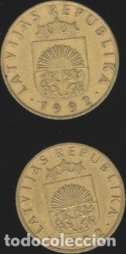 Monedas antiguas de Europa: ltc709 par de monedas de letonia de 1992 - Foto 1