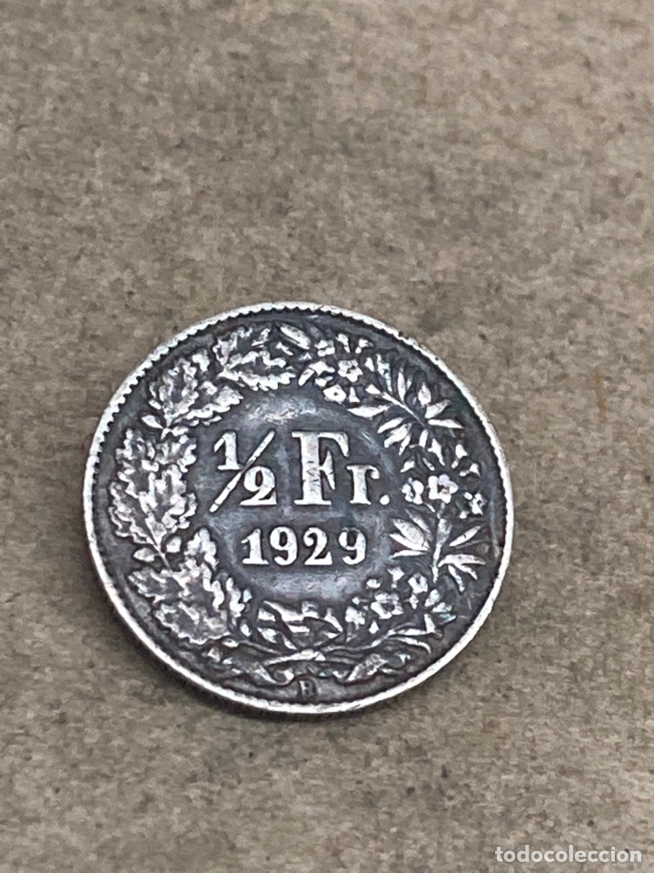 Monedas antiguas de Europa: Moneda de plata 1/2 Fr 1929 - Foto 1