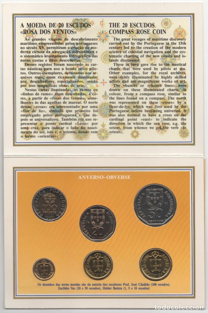 Monedas antiguas de Europa: CARPETA PORTUGAL 1990 AÑO COMPLETO * COLECCION 6 MONEDAS BRILLANTES SIN CIRCULAR - Foto 2 - 320710353