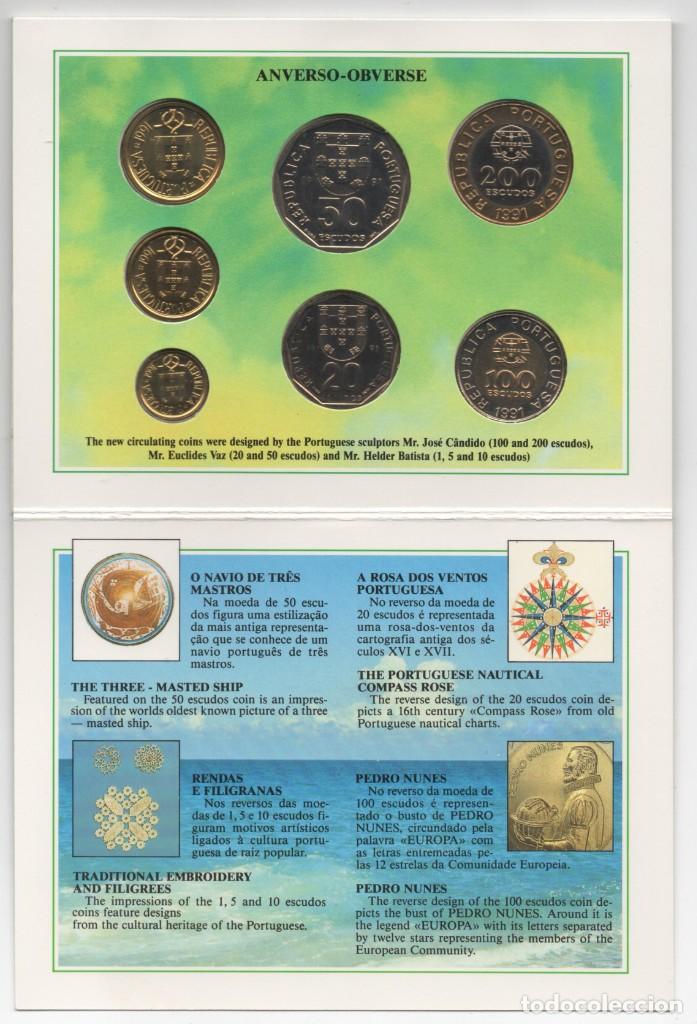 Monedas antiguas de Europa: CARPETA PORTUGAL 1991 AÑO COMPLETO * COLECCION 7 MONEDAS BRILLANTES SIN CIRCULAR - Foto 2 - 320710528