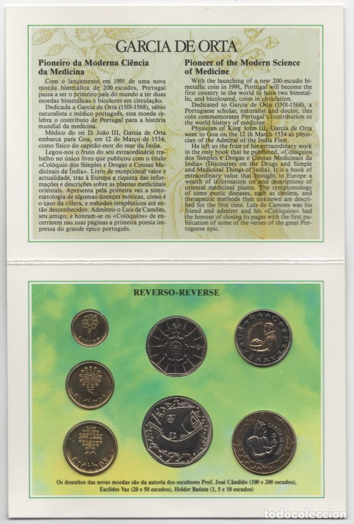 Monedas antiguas de Europa: CARPETA PORTUGAL 1991 AÑO COMPLETO * COLECCION 7 MONEDAS BRILLANTES SIN CIRCULAR - Foto 3 - 320710528