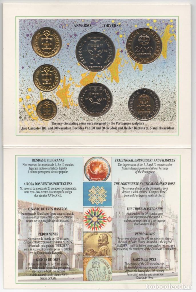 Monedas antiguas de Europa: CARPETA PORTUGAL 1992 AÑO COMPLETO * COLECCION 7 MONEDAS BRILLANTES SIN CIRCULAR - Foto 2 - 320710628