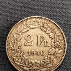 Monedas antiguas de Europa: SUIZA MONEDA PLATA DE 2 FRANCOS 1940